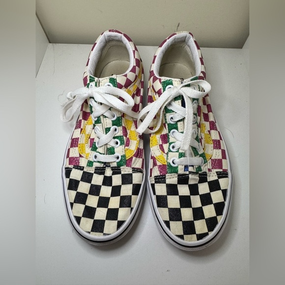 Vans Sneakers Old Skool Glitter Check 'Mardi Gras' Edition Women’s Size 7 - Picture 1 of 7